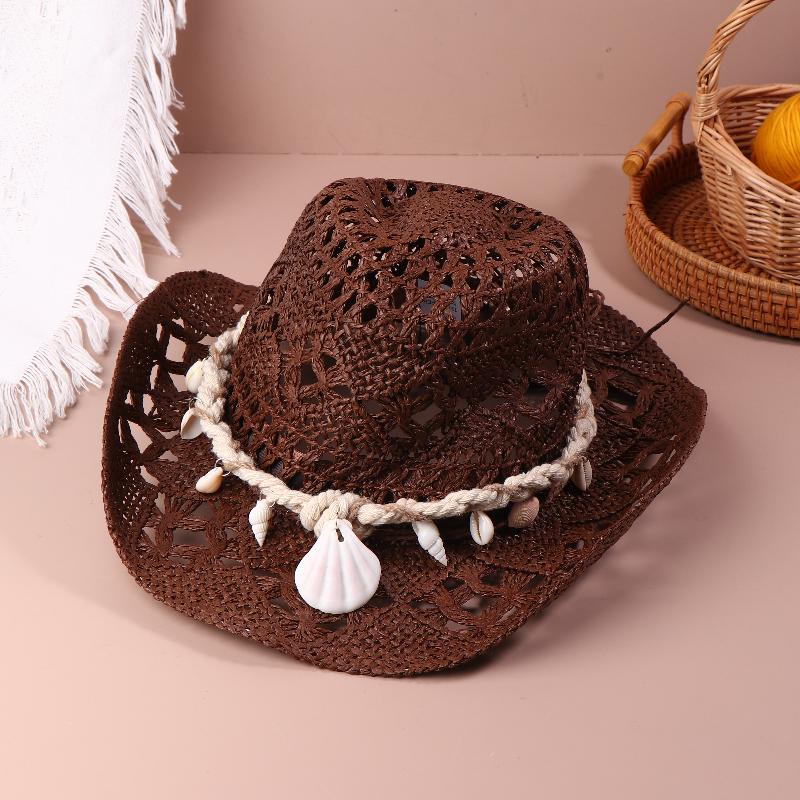 Vintage Western Cowboy Sun Hat Men Women Straw Hat Outdoor Travel Ethnic Style Gift Uv Protection Cap Chapeau Beach Hat