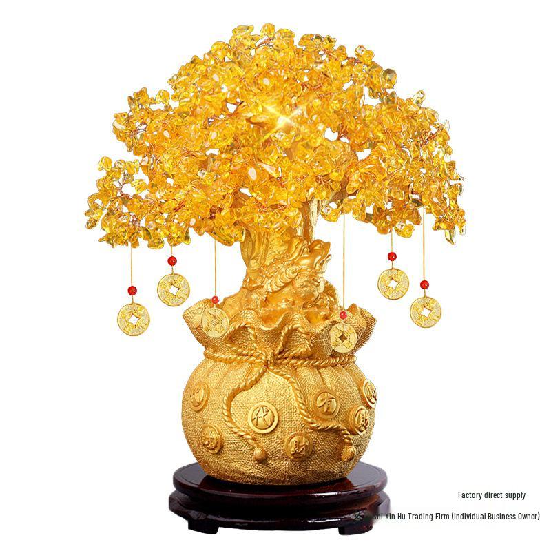 Citrine Money Tree Ornament - Home Decoration for Living Room, Housewarming, New Year, or New Home Opening Gift
