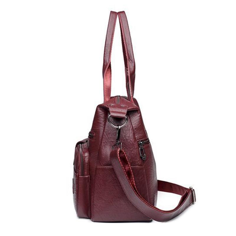 Soft Leather Handbag Female Vintage PU Shoulder Bag Multi-pocket Messenger Bag Shopping Lady Crossbody Bag Mommy Totes