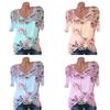 Stylish Floral Short Sleeve Ladies Chiffon Blouse For Casual Everyday Wear