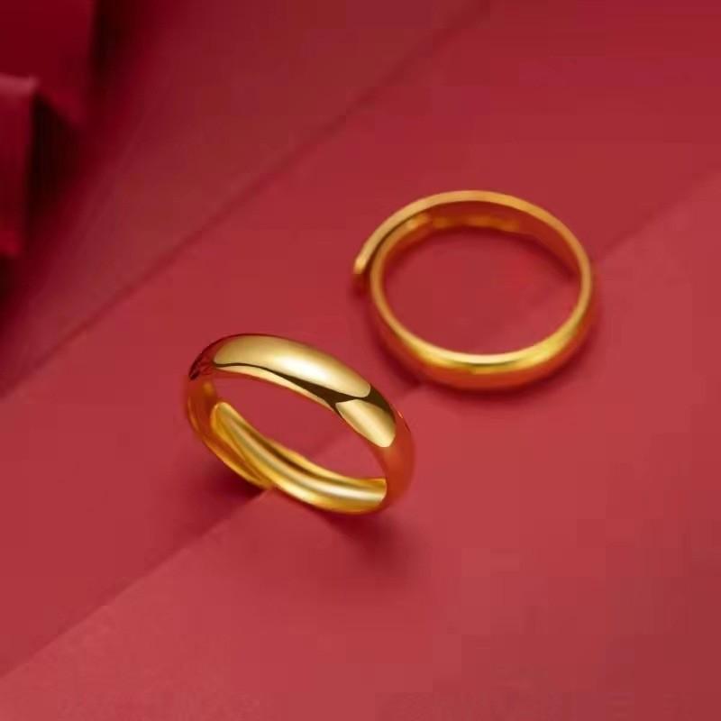 Elegant Unisex Gold Plated Ring For Couples Adjustable Open Band With Geometric Style