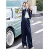 Women's 2024 Summer Hong Kong Style Denim Vest & Wide-Leg Pants Set