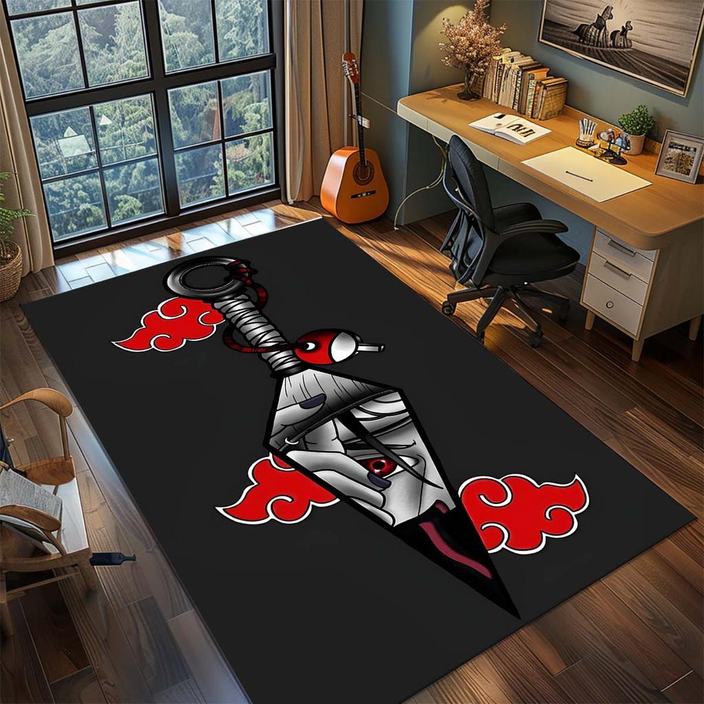 Tappeto Anime Naruto Tappeto Tappeto Grande Area Tappetino Pavimento Antiscivolo Lavabile Stanza Gamer Camera da Letto Decorazione Casa -QJY