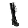Large Size  Spring Boots Waterproof Platform Thick High Heel Cross Strap High Boots H