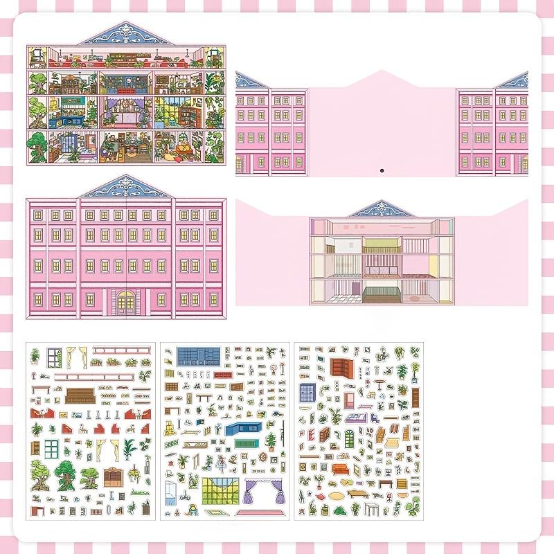 

Kawaii 3D Cartoon Doll Apartment Miniature Scene Stickers DIY Pocket House Stacking Game Stickers Children s Festival Gifts