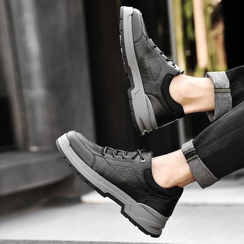 Men Genuine Leather shoes Cowhide men's shoes large size 48 49 Thick Sole Business Casual Male Shoes 2025 New