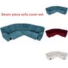 Velvet Lshaped Seven Piece Sofa Cover Set With Stretch Material For Corner Sectionals