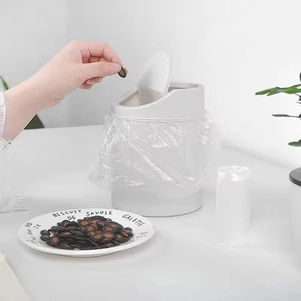1pc-Mini Desktop Bin Small Trash Can Tube with Cover Bedroom Trash Can Garbage Can Clean Workspace Storage Box Home Desk grigio