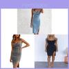 Vestido de Mezclilla con Encaje en V sin Mangas para Uso Casual de Verano