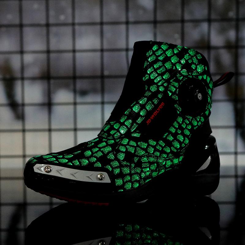 Large-sized Chinese Motorcycle Racing Shoes Waterproof Shockproof and Wear-resistant Men's Women's Luminous Riding Boots Knobs