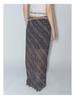 [Shishi] Women's Geometric Print Bias-Cut Long Dress with Ruffle Trim V8039