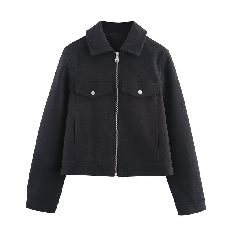 

Za Autumn New Women clothes 2025 Western Style Versitile Fashion Soft Zip-up Jacket 3046267 Dark gray L