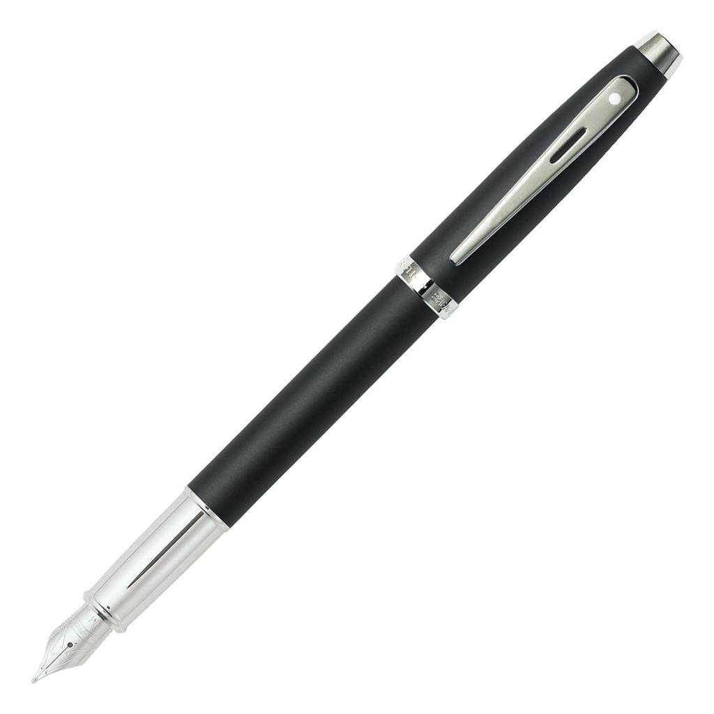 Sheaffer 100 Nickel Trim Fountain Pen with Fine Nib and Matte Black Cap and Barrel (E0931743-30)