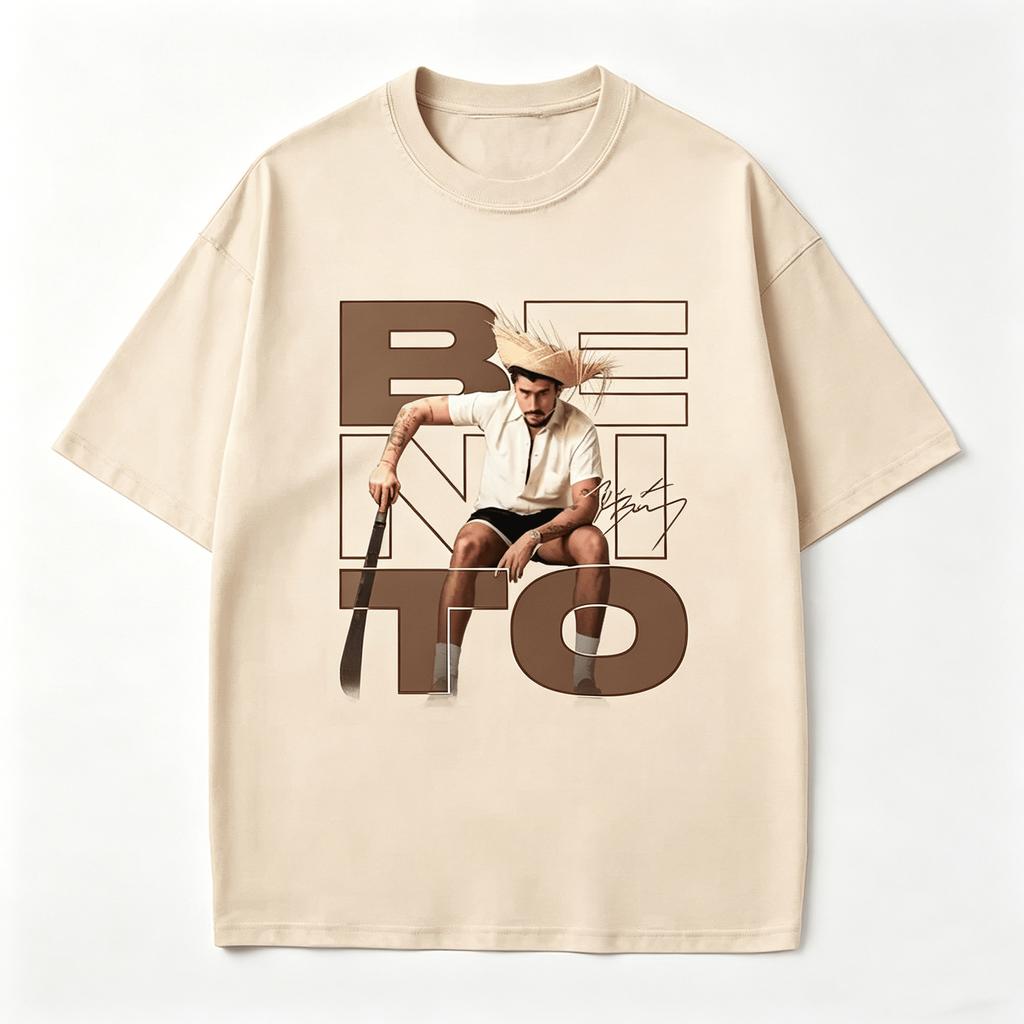 Berretto di paglia Bad Bunny grafica Nuove T-shirt Unisex Unisex Cotone Puro Manica Corta Y2k Oversize Magliette World Tour Merch Benito Bowl