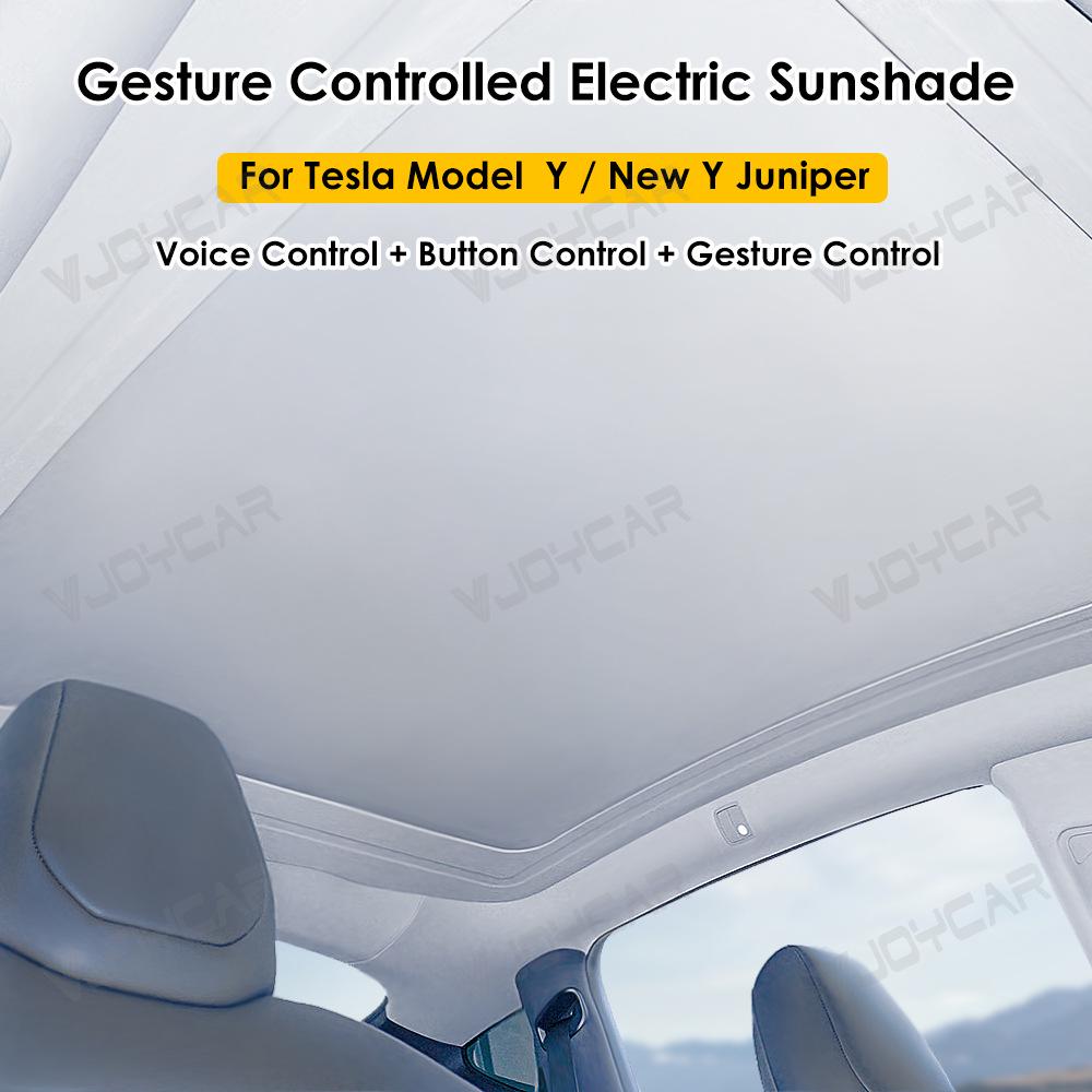 Tesla Model Y Sunshade with Gesture and Voice Recognition for Enhanced Sun Protection