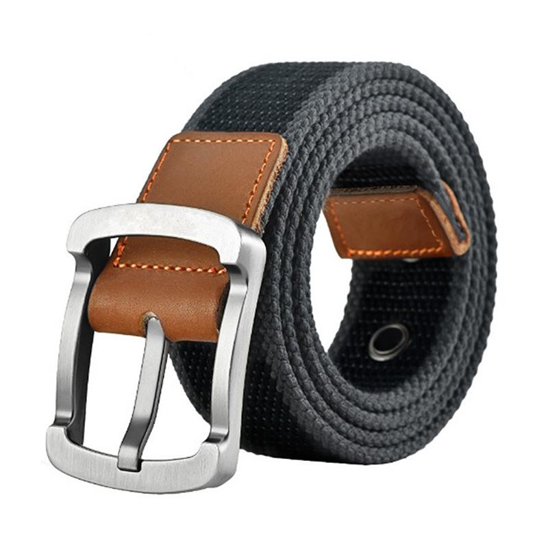 Unisex Design Casual Versatile Canvas Material Waist Belt Metal Needle Buckle Woven Pants Waist Belt Youth Student Jeans Belt
