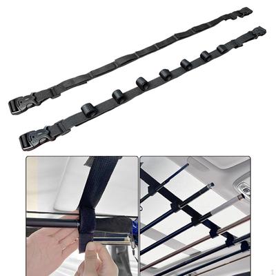 2x Angelrute Rack Träger Auto Halter Strap Gürtel 7 Kapazität Praktische