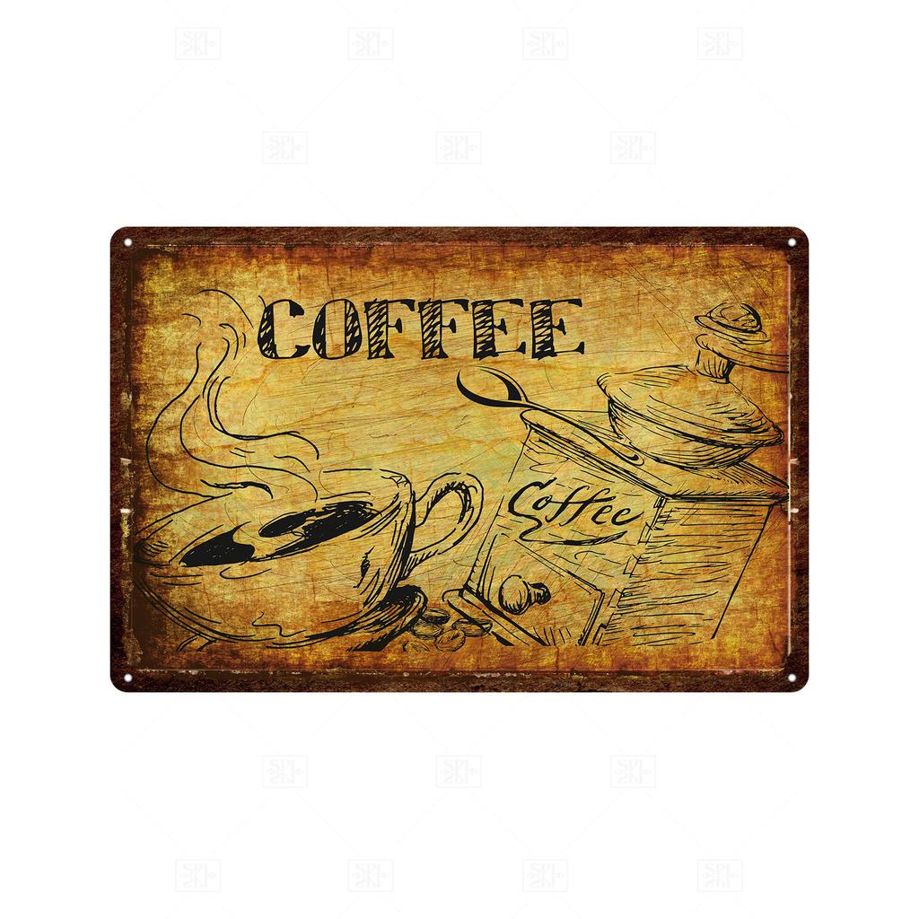 Coffee Vintage Tin Sign Metal Sign Decorative Plaque Retro Plate Cafe Kitchen Living Room Coffee Bar Decoration