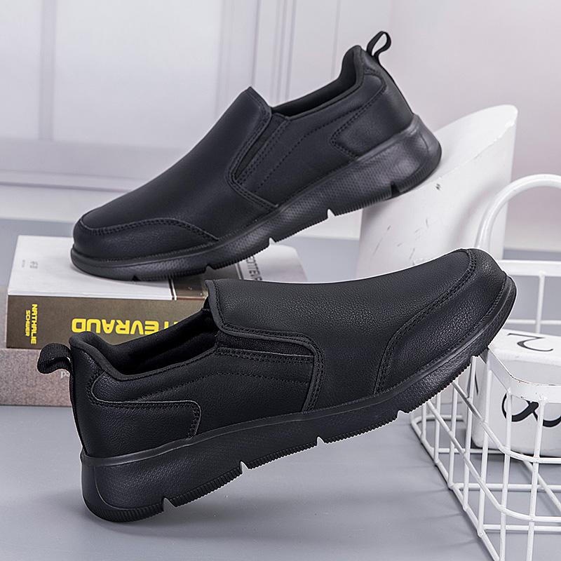Fashion New Mens Leather Loafers Non Slip Walking Flats Breathable Outdoor Slip on Casual Shoes for Male Work Office Sneakers
