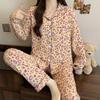 Japanese and Korean style cartoon cute pet pajamas women's autumn new imitation cotton thin loose loungewear long-sleeved two-piece set