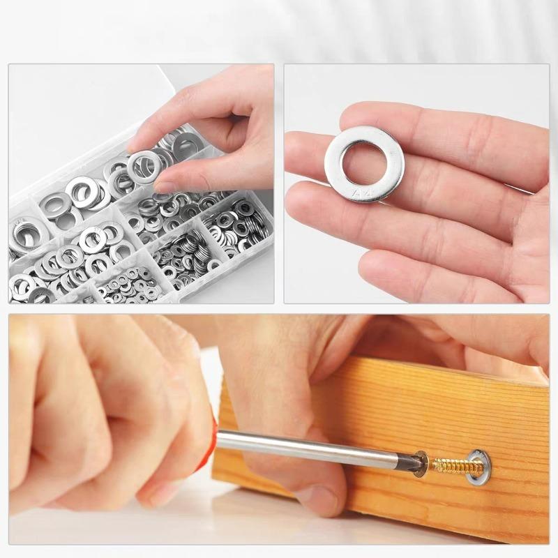1-5box O-ring Fasteners Washers Stainless Steel Flat Gasket Home Screw Bolts Assorted Kit Accessories M2 M2.5 M3 M4 M5 M6 M8 M10