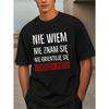 Funny Polish Men's Short Sleeve T-Shirt - "Nie Wiem" Graphic Print, Navy  Casual Summer Top, Regular Fit Round Neck, Machine Washable