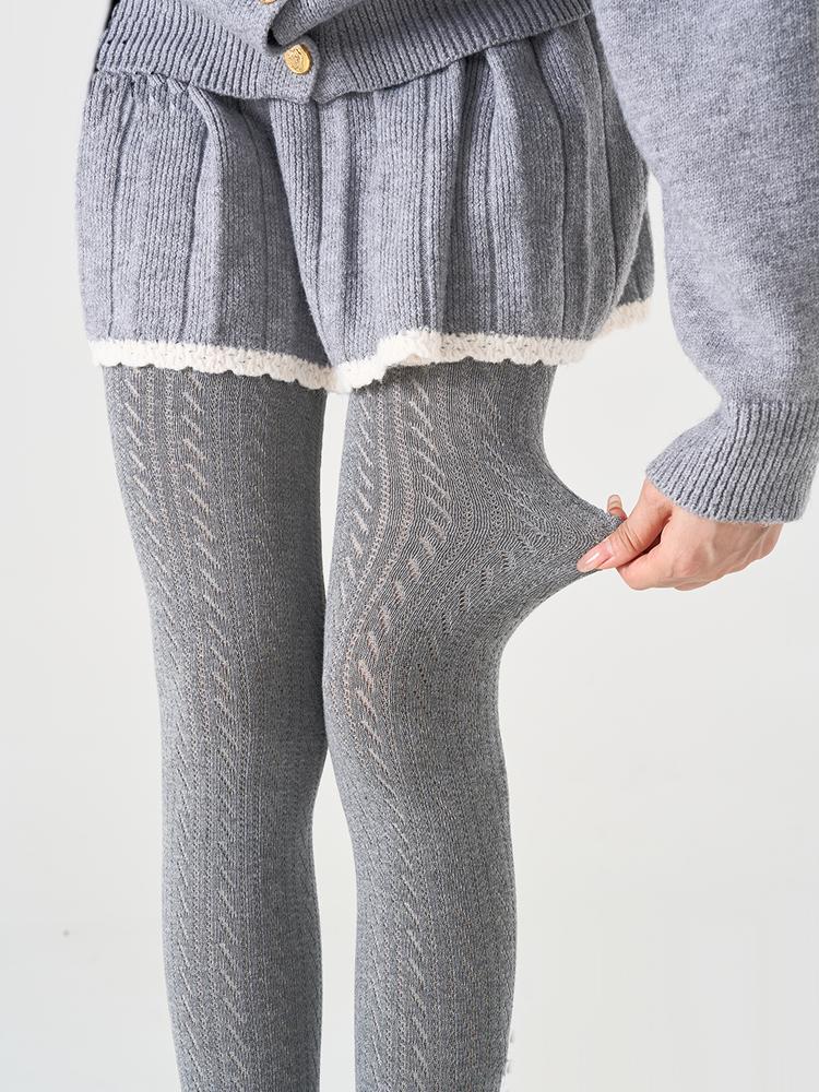 Geometric Pattern Pantyhose Women Autumn Winter Knitted Slim Tights 2025 Vintage High Waist Stocking Y2K Style Tights