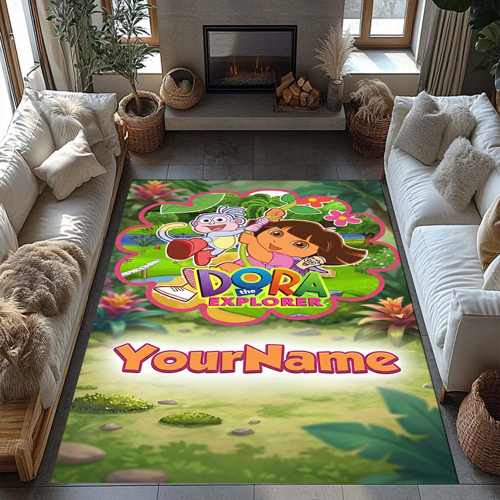 Dora Explorer Customize Your Name Floor Mat Suitable for Study room Outdoor Dining Room Playrooms Anti-slip Rug Office home decor