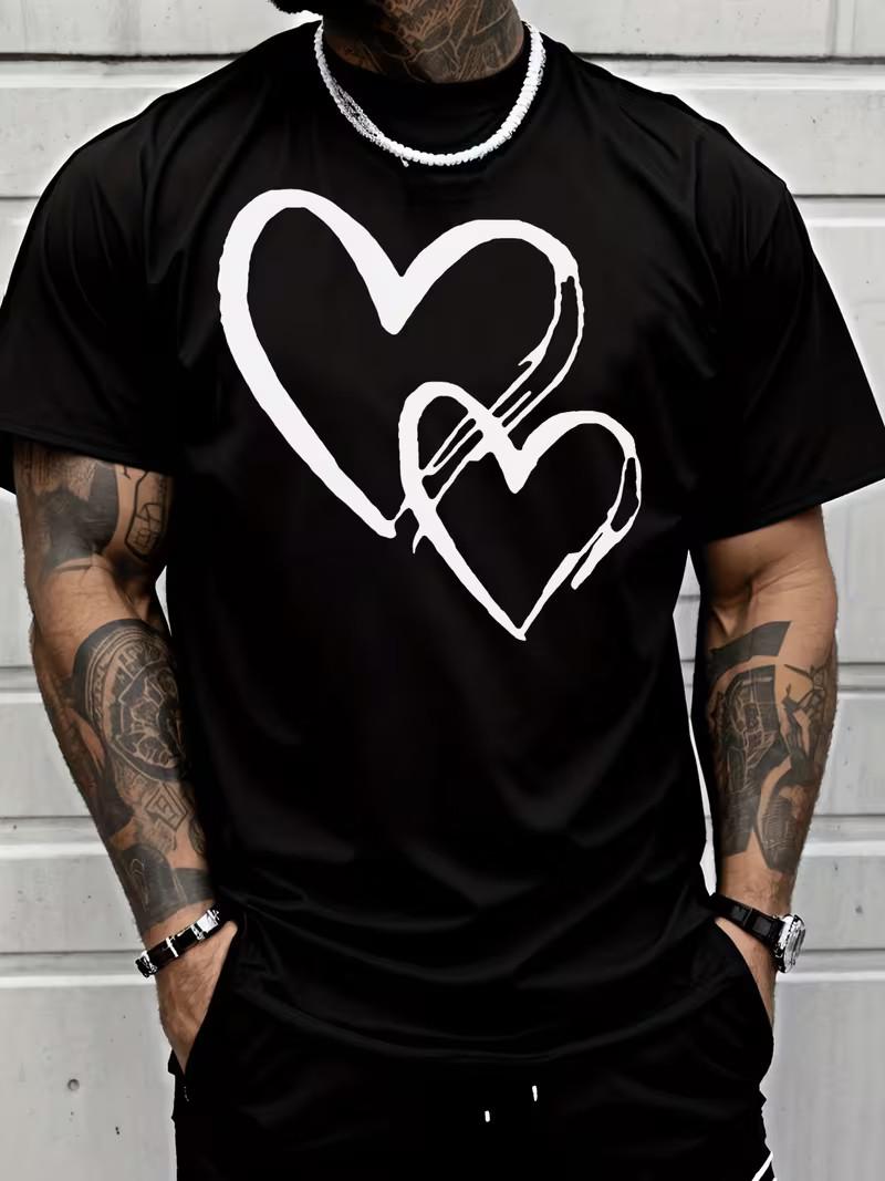 Classic Men s Fashion Casual Trendy Street Style Short Sleeve T Shirt with Two I S