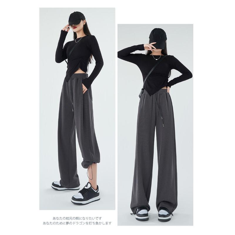 

Женские брюки, однотонные спортивные штаны, свободные повседневные и модные брюки с широкими штанинами XXL темно серый