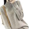 Women's Short Loose Wool Turtleneck Sweater - Solid Color Long Sleeve Knitwear
