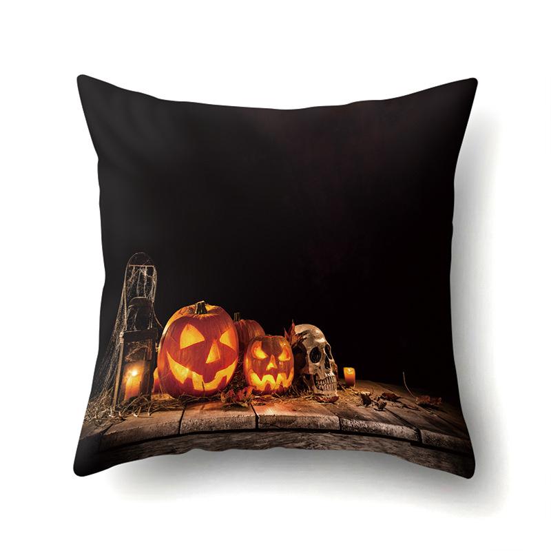 Halloween Polyester Pillow Case Car Waist Pillow Pumpkin Sofa Cushion Cover Office Living Room Pillow Case