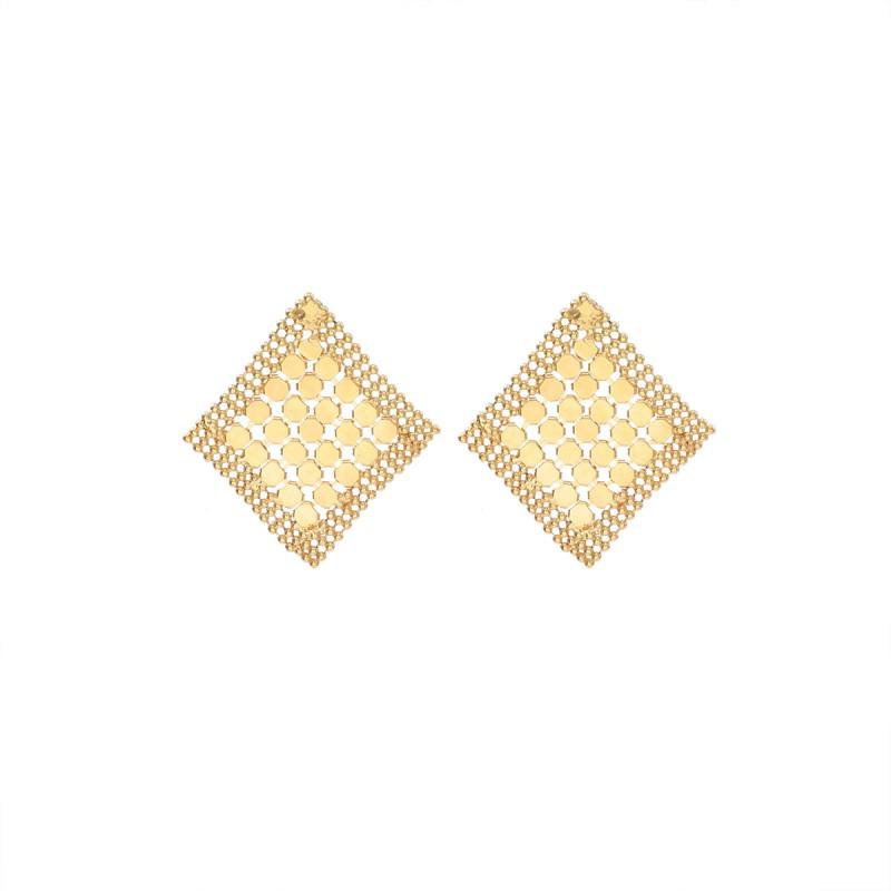 Geometric Rhombus Stud Earrings Women Zinc Alloy Gold Plated Modern Vintage Chic Lightweight Luxury Fashion Jewelry Gold