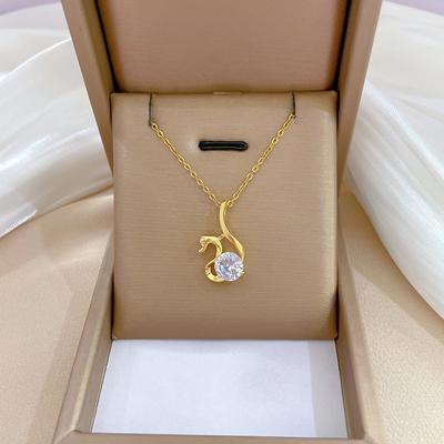 Light Luxury Temperament Gorgeous Minimalist Zircon Swan Necklace Female Versatile Collarbone Chain Titanium Steel Chain