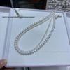 Natural Freshwater Pearls White Double Layer Necklace with Near-Round 3-4/6-7mm Pearls and Figure-8 Clasp.