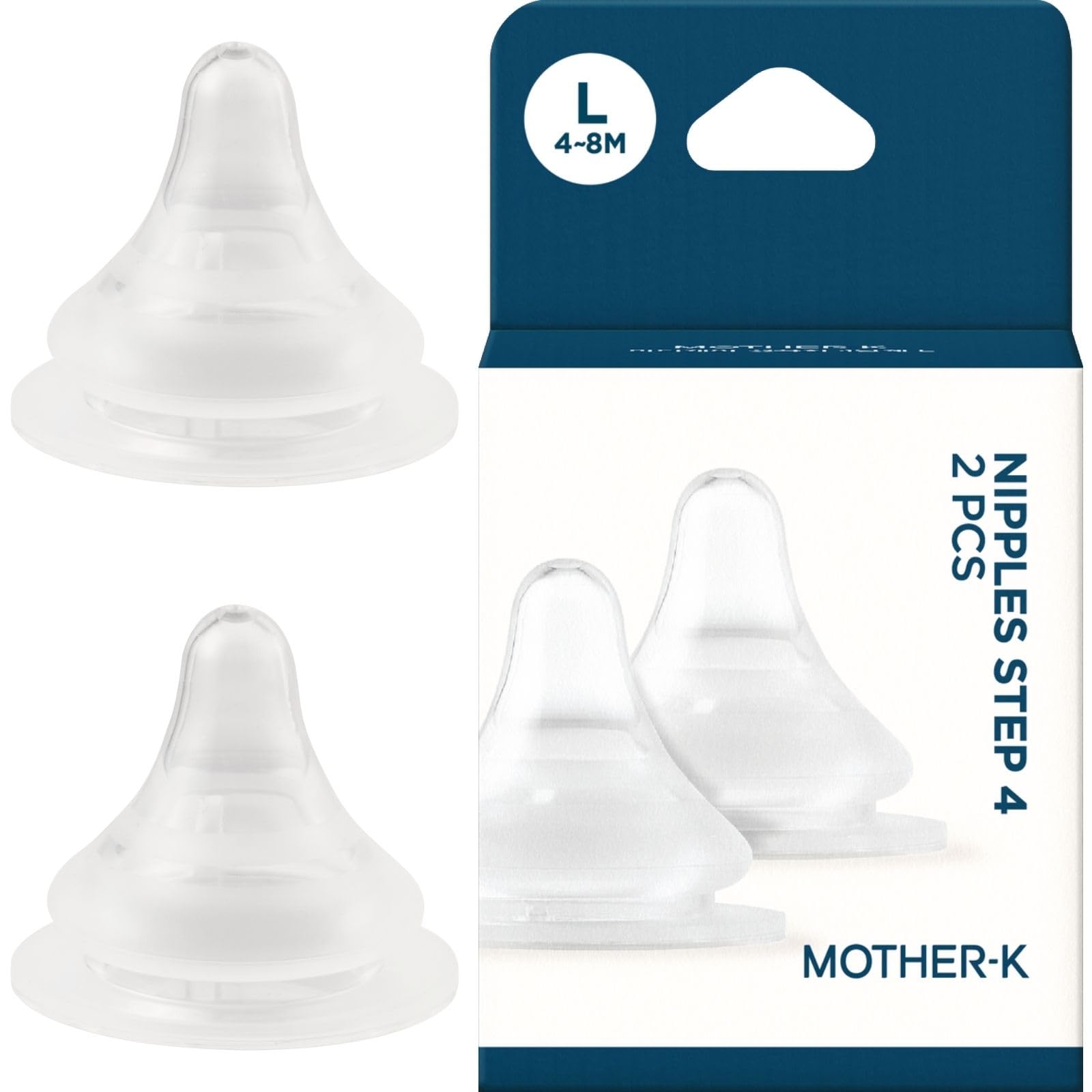 

[Authentic] MOTHER-K Baby Bottle with Natural Breastfeeding Spout, Large Nipple (4 Months and Up), Set of 2, Reduces Air Intake, Step-Up Feeding, Can
