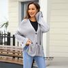 2026 Neue modische V-Ausschnitt Strickjacke Lockerer Pullover Langarm Tasche Oberteil