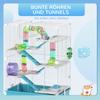 6 Tier Hamster Cage, Small Animal Cage with Tubes, Exercise Wheel, Ramps, Hut, Food Dish, Water Bottle, Light Blue