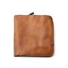 New Top Layer Cowhide Wallet for Men, Retro Two Fold Short Zipper Wallet, Pleated Handmade Old Cowhide Wallet