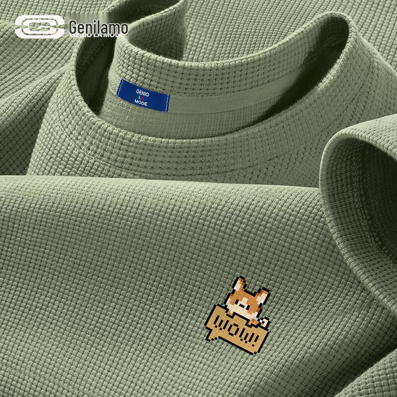 GENIOLAMODE Men s Waffle Weave Short-Sleeve T-Shirt M