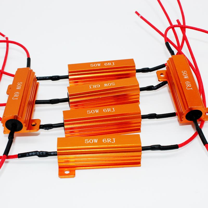 4Pcs 6PC 2PC 50W 6Ohm 6RJ for DC 12V Car Load Resistor Error Canceller LED Decoder Canbus Free Wiring Canceller Decoder Light