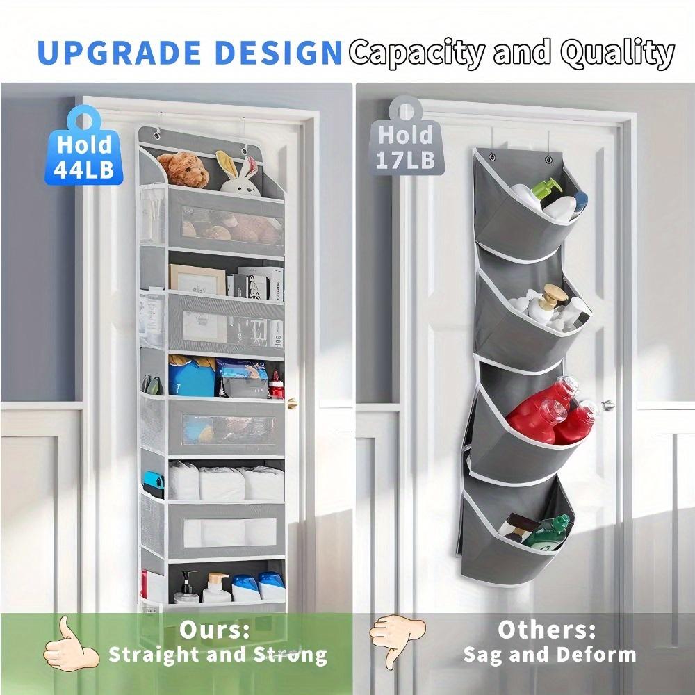 5-Layer Over-the-Door Organizer. Large Pockets, Anti-tilt for Bedroom, Bathroom & Pantry.