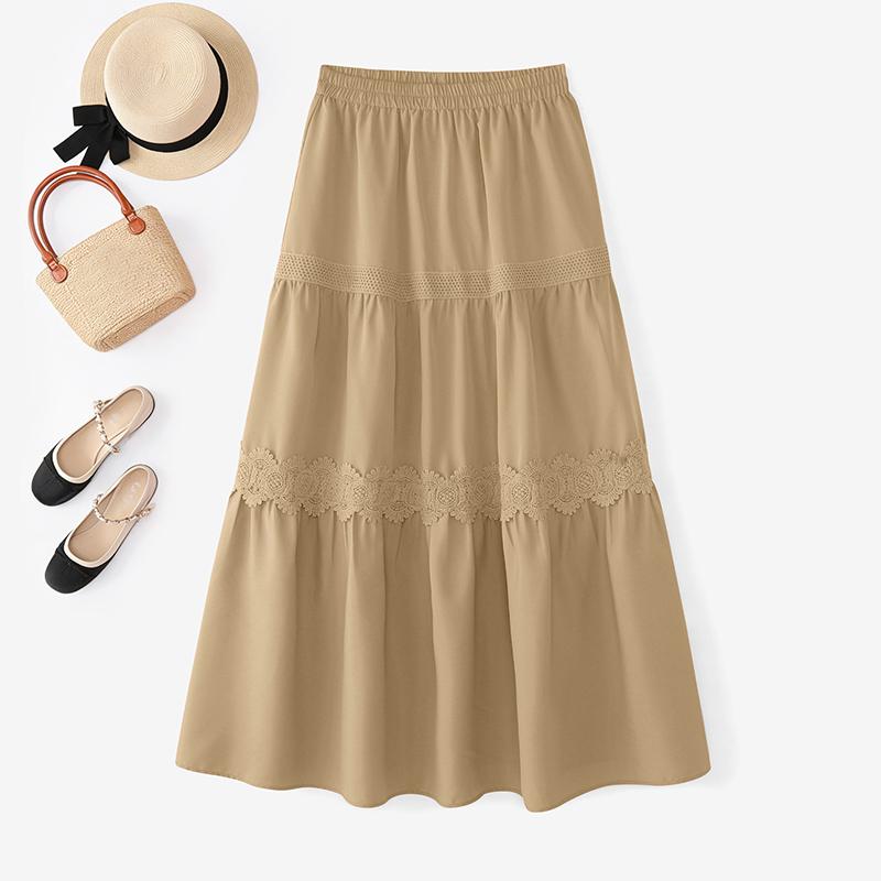 ZANZEA Damskie luźne, długie spódnice w pasie na co dzień