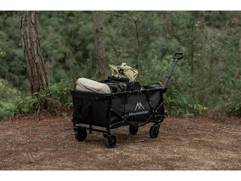 ShanZhiKe Double-Layer Portable Folding Camp Stroller - Outdoor Hand Pull Cart for Picnic and Stall Use