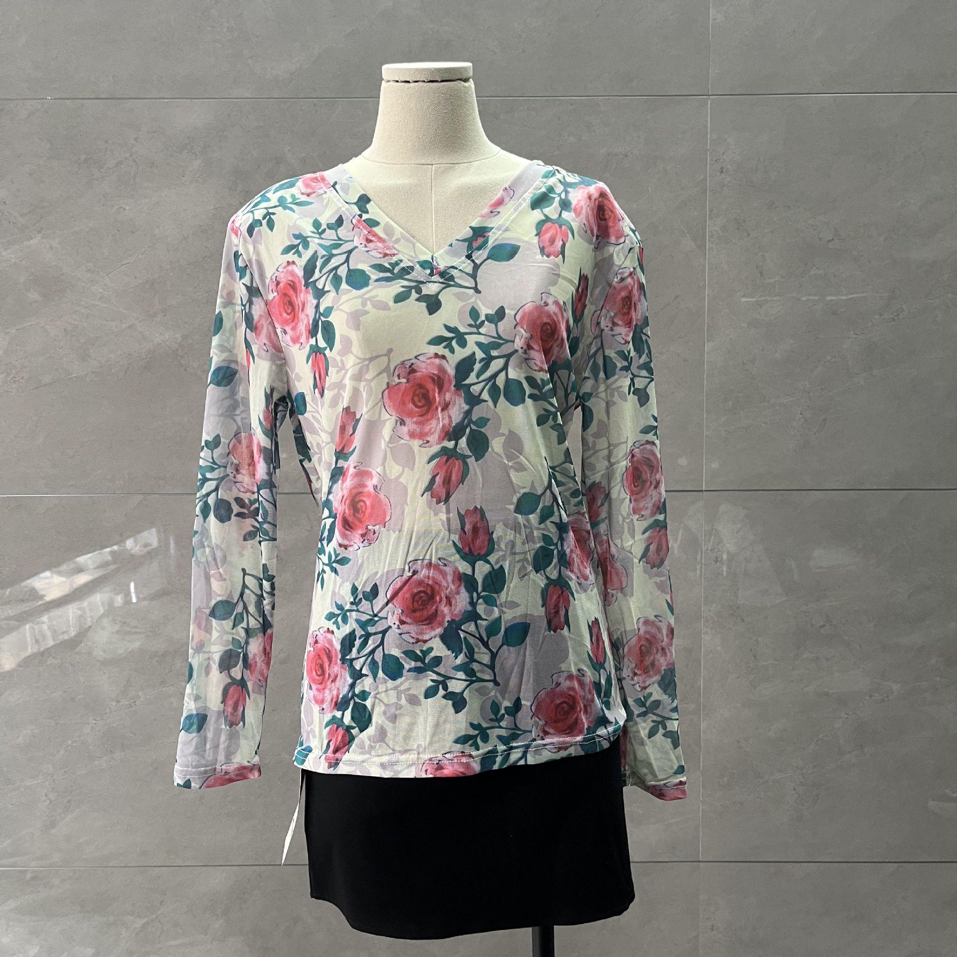 

Европейский пуловер с V-образным вырезом из сетки с длинным рукавом облегающего кроя - Шикарный, омолаживающий солнцезащитный топ XL (125 lbs)