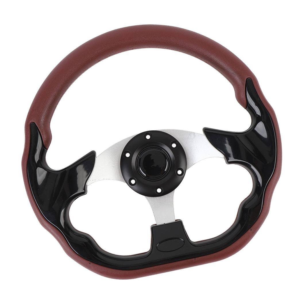 13in Car Steering Wheel PU Sporty Look Enhanced Grip Race Style Steering Wheel for 6 Hole Steering Wheel Hub Adapter