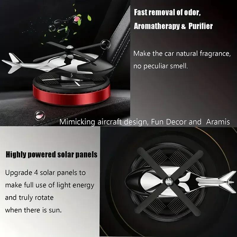 Solarbetriebener Lufterfrischer fürs Auto, Hubschrauber-Propeller, Duftzubehör, Innenraum-Accessoires, Aroma, origineller Parfüm-Diffusor, Dekor