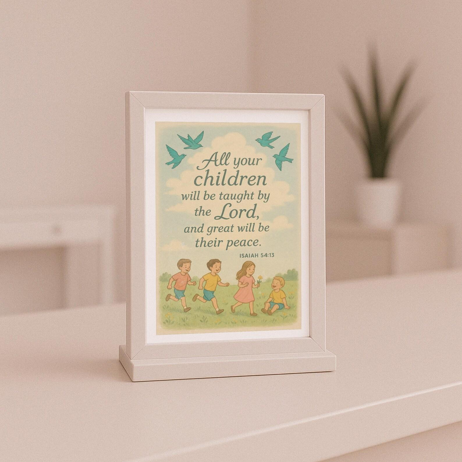Retro Christian Kids PNG Design: Bible Verse, Birds Graphic 4XL