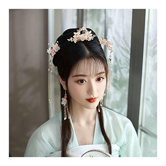 Ancient Chinese Hanfu Hair Accessories Set - Elegant Hairpins, Comb, Earrings, Necklace for Cosplay, Wedding, Photography - Retro Golden Alloy