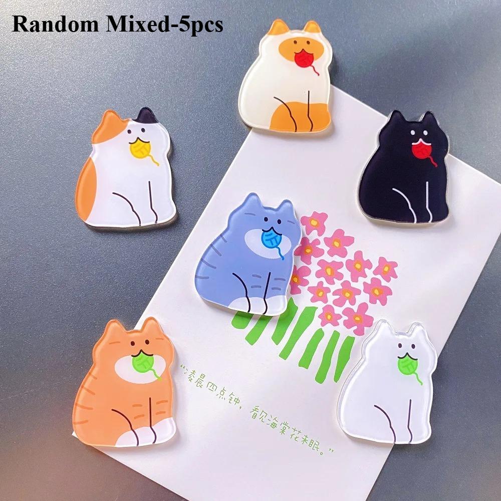 5pcs Cute Cat Refrigerator Magnets Cartoon Fridge Blackboard Whiteboard Photo Message Magnets Decorative Home Decoration
